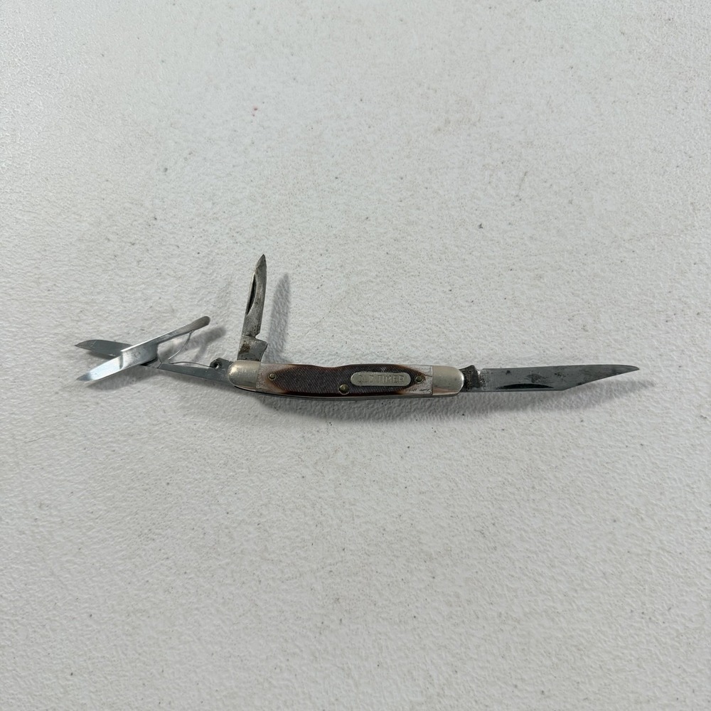 VTG Schrade Old Timer 106OT Stockman 2 Blade Knife USA Scissors Delrin Handles - Picture 1 of 11